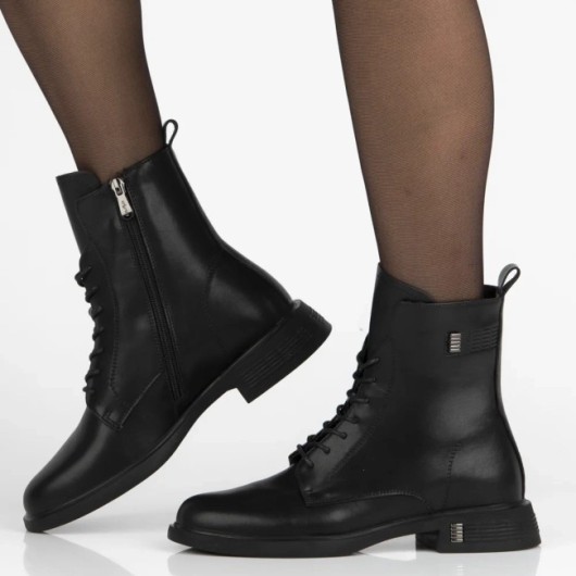 Trzewiki skórzane Filippo – czarne damskie