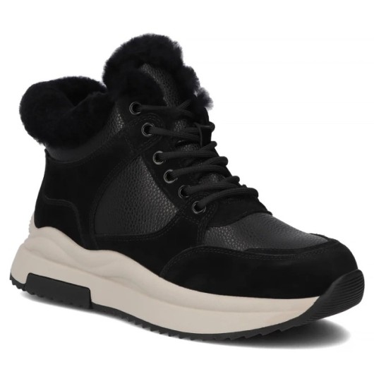 Skórzane botki na platformie Filippo – czarne