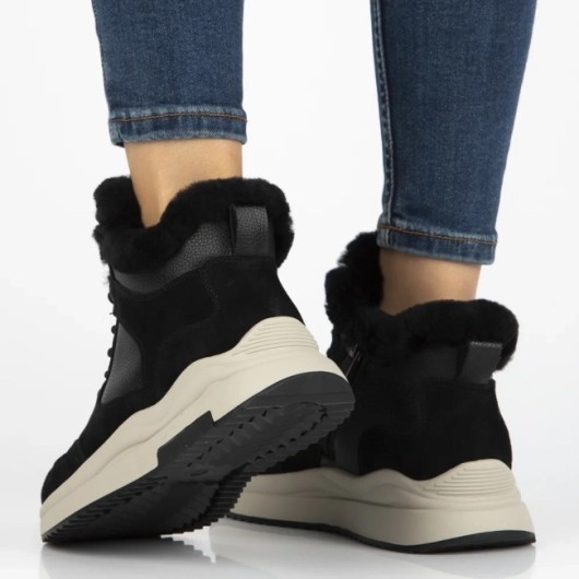 Skórzane botki na platformie Filippo – czarne