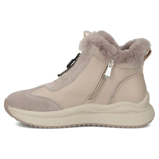 Skórzane botki na platformie Filippo DBT7177/25 BE beżowe