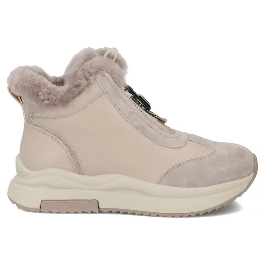 Skórzane botki na platformie Filippo DBT7177/25 BE beżowe