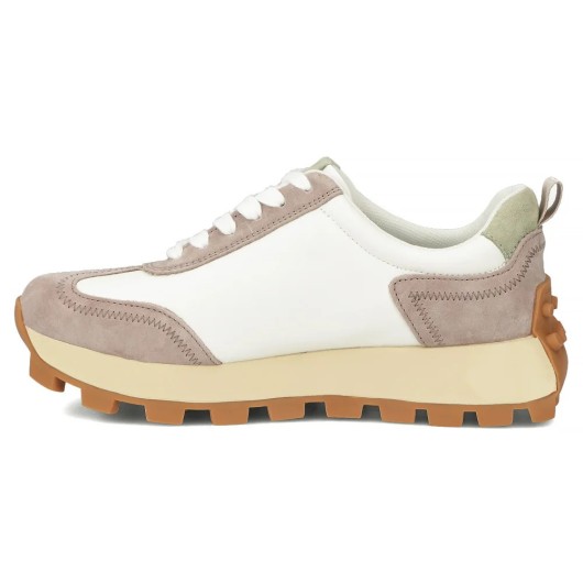 Skórzane sneakersy damskie Filippo biało-beżowe na platformie