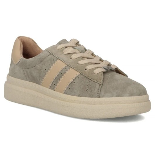 Skórzane sneakersy damskie Filippo szare na platformie