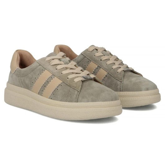 Skórzane sneakersy damskie Filippo szare na platformie