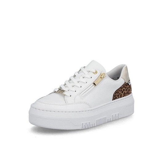 Sneakersy damskie Rieker – klasyczna biel z modnym akcentem