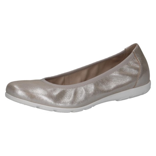 Caprice 9-22150-42-341 Taupe Metallic – baleriny skórzane