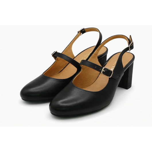 Skórzane wizytowe czółenka Brodacz – czarna klasyka w luksusowym wydaniu