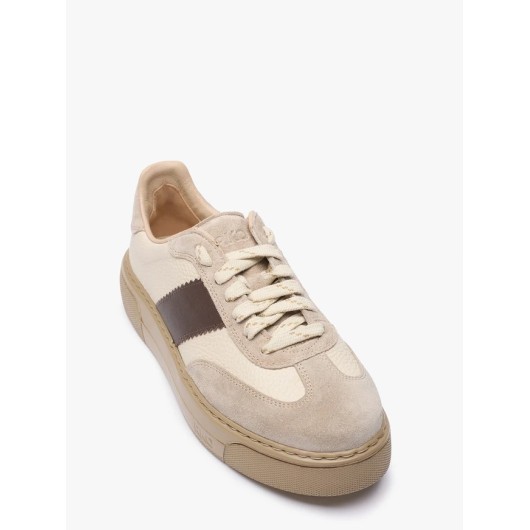 Sneakersy Ryłko beżowe skórzane na platformie