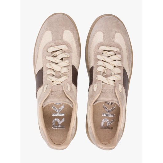 Sneakersy Ryłko beżowe skórzane na platformie