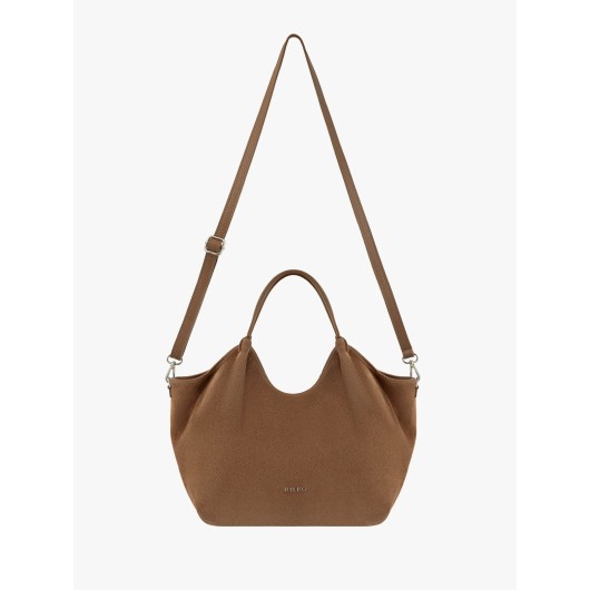 Duża skórzana torba Ryłko – elegancka torba damska w kolorze karmelowym