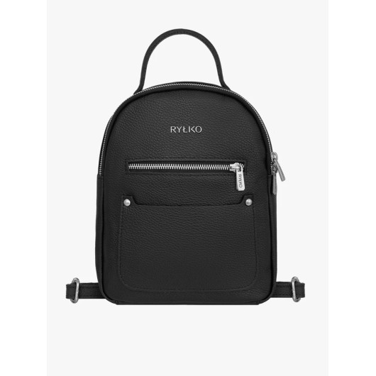 Czarny plecak ze skóry licowej Ryłko – elegancki plecak damski