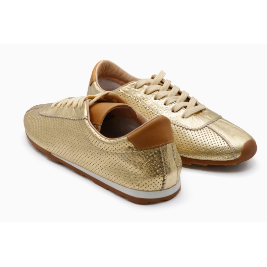 Skórzane adidasy RIXA – złote sneakersy damskie z naturalnej skóry