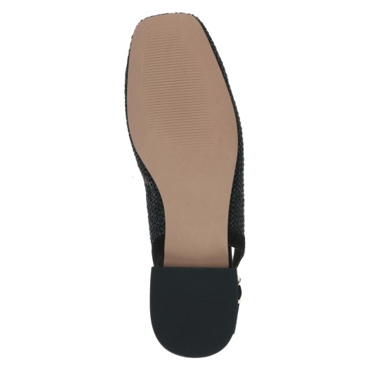 Caprice – czarne baleriny slingback z ozdobną klamrą
