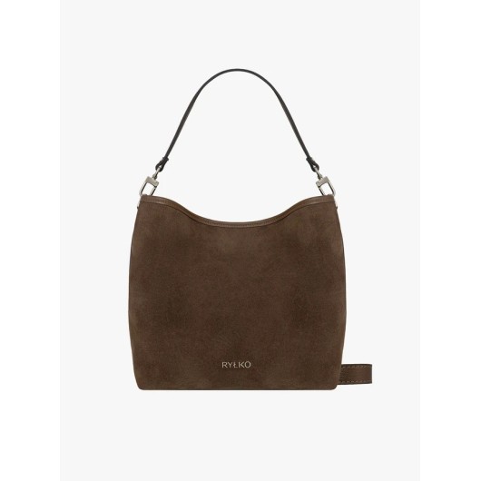 Torebka damska Ryłko – skórzana torebka na ramię w kolorze brązowym
