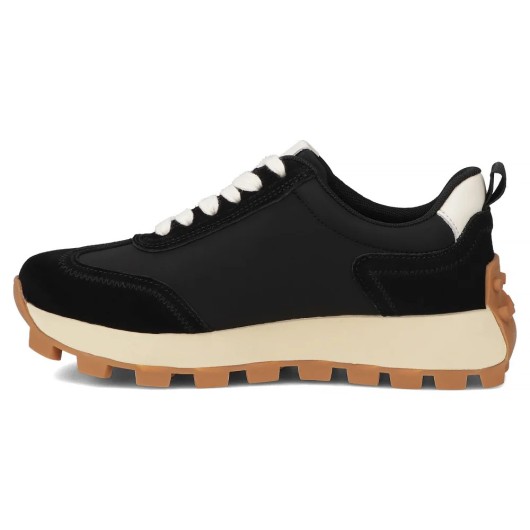 Skórzane sneakersy damskie Filippo – czarne buty sportowe na platformie