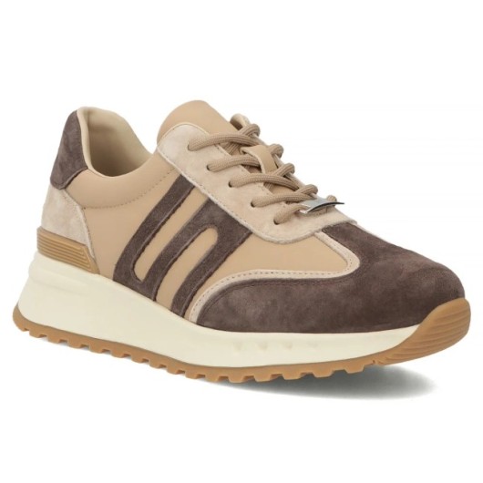 Beżowe skórzane sneakersy damskie Filippo – modne i wygodne buty na co dzień