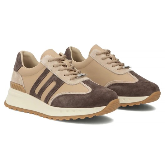 Beżowe skórzane sneakersy damskie Filippo – modne i wygodne buty na co dzień