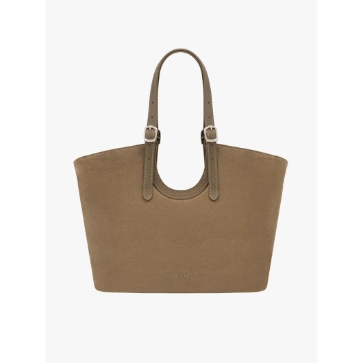 Ciemnobeżowa duża torebka damska shopper RYŁKO skórzana – elegancka torba na ramię