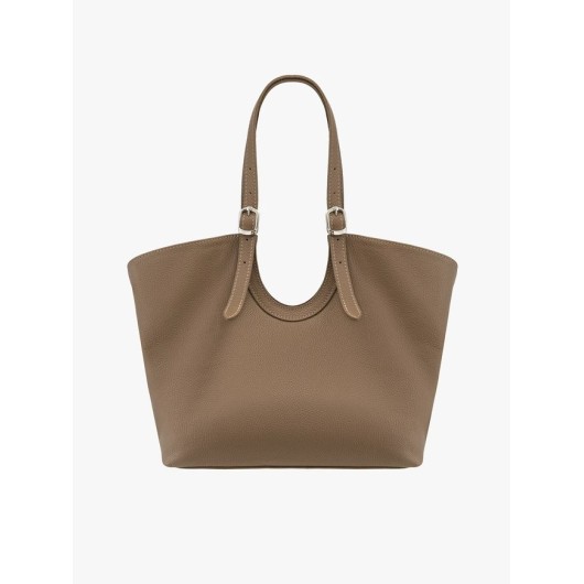 Ciemnobeżowa duża torebka damska shopper RYŁKO skórzana – elegancka torba na ramię