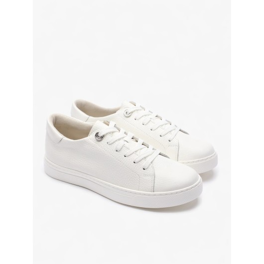 Półbuty skórzane damskie Ryłko – białe sneakersy premium