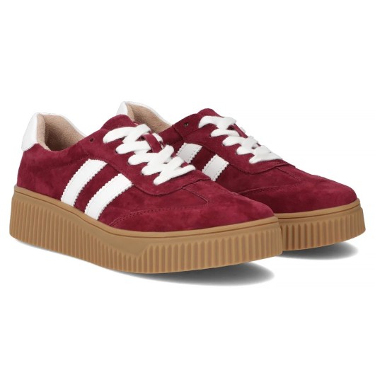 Skórzane sneakersy Filippo – bordowe buty damskie na platformie