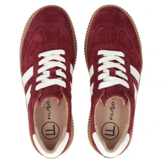 Skórzane sneakersy Filippo – bordowe buty damskie na platformie