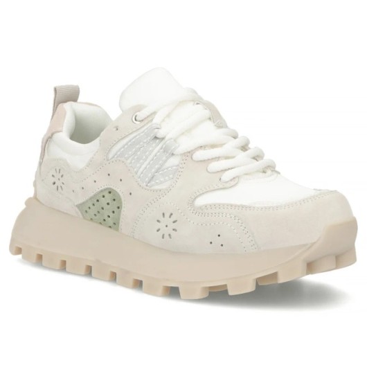 Skórzane sneakersy Filippo DP7560/26 WH GR – białe sneakersy damskie