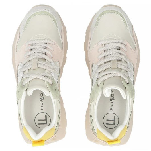 Skórzane sneakersy Filippo DP7560/26 GE BE – khaki sneakersy damskie