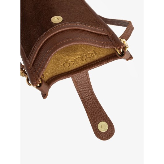 Mała, prostokątna listonoszka z łączonych skór