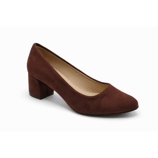 Czółenka damskie KAMEX ciemny brąz – wygodne czółenka na słupku eleganckie