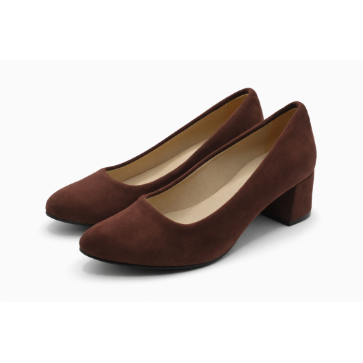 Czółenka damskie KAMEX ciemny brąz – wygodne czółenka na słupku eleganckie