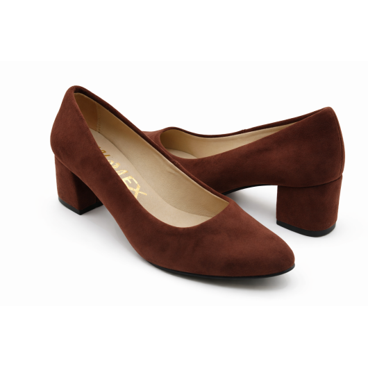 Czółenka damskie KAMEX ciemny brąz – wygodne czółenka na słupku eleganckie