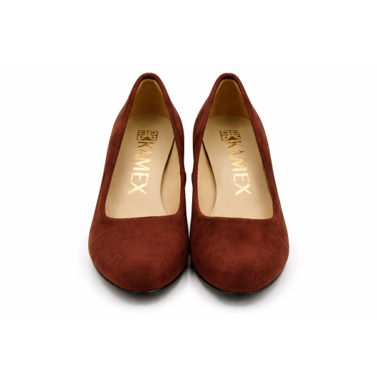 Czółenka damskie KAMEX ciemny brąz – wygodne czółenka na słupku eleganckie