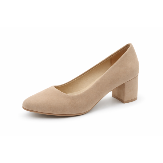 Czółenka damskie KAMEX beżowe – eleganckie, wygodne czółenka na słupku premium