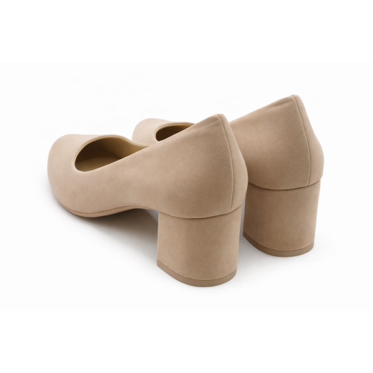 Czółenka damskie KAMEX beżowe – eleganckie, wygodne czółenka na słupku premium