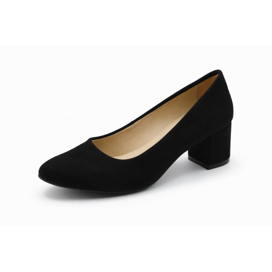Czółenka damskie KAMEX czarne – wygodne na niskim obcasie, eleganckie