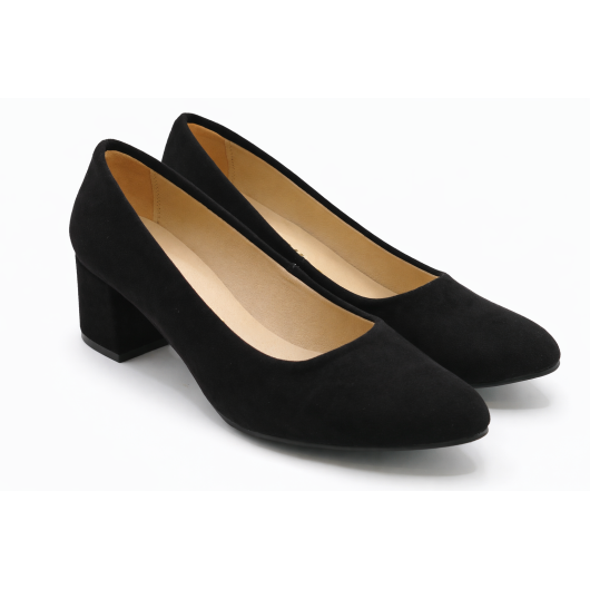 Czółenka damskie KAMEX czarne – wygodne na niskim obcasie, eleganckie