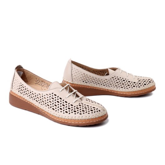 Półbuty skórzane damskie Comfortabel beżowe – wygodne aż do rozmiaru 42