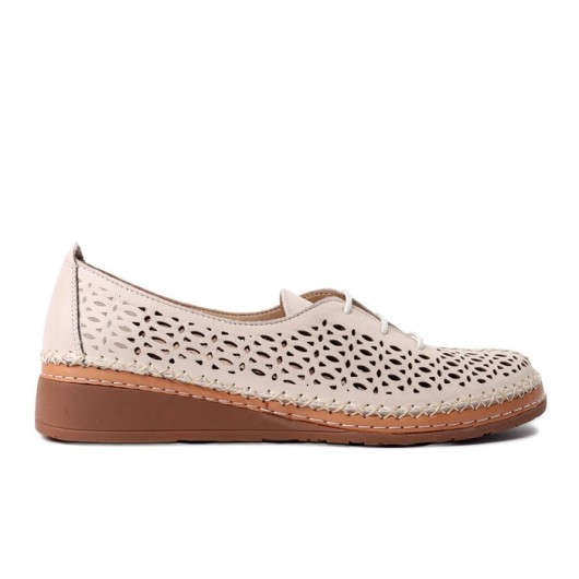 Półbuty skórzane damskie Comfortabel beżowe – wygodne aż do rozmiaru 42