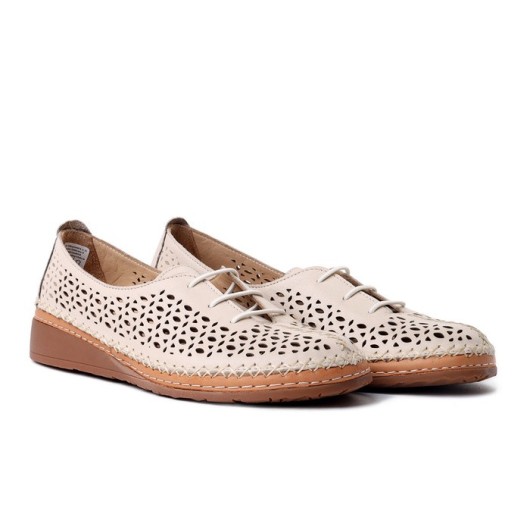 Półbuty skórzane damskie Comfortabel beżowe – wygodne aż do rozmiaru 42