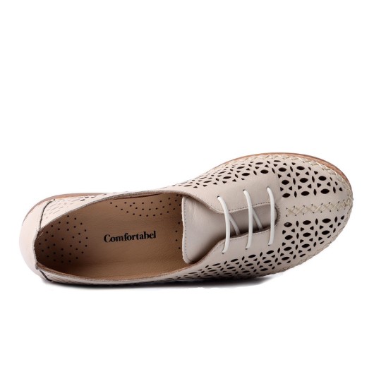 Półbuty skórzane damskie Comfortabel beżowe – wygodne aż do rozmiaru 42