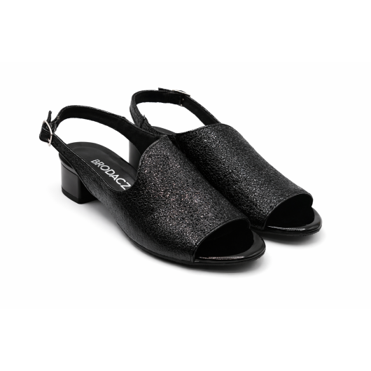 Skórzane czarne sandałki wizytowe Brodacz – eleganckie, do rozm,42
