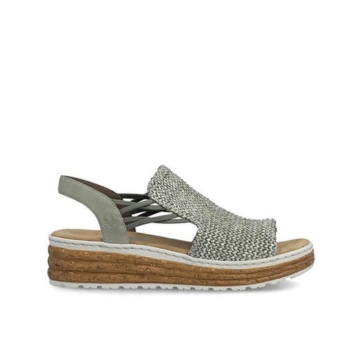 Sandały damskie Rieker 62741-52 zielone na platformie – wygoda i styl na lato