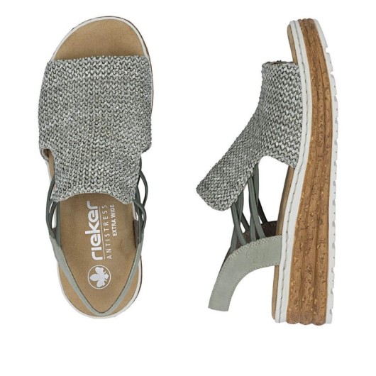 Sandały damskie Rieker 62741-52 zielone na platformie – wygoda i styl na lato