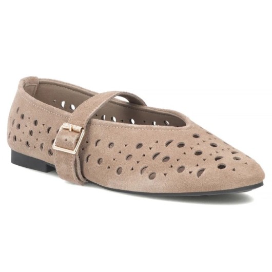 Skórzane baleriny Filippo DP7875/26 BE beżowe – ażurowe, lekkie i eleganckie