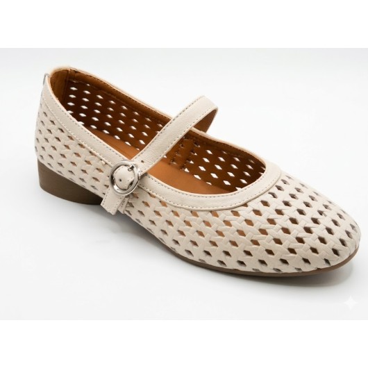 Półbuty Damskie Loretta Vitale Beżowe Skórzane Perforowane – Komfort i Styl