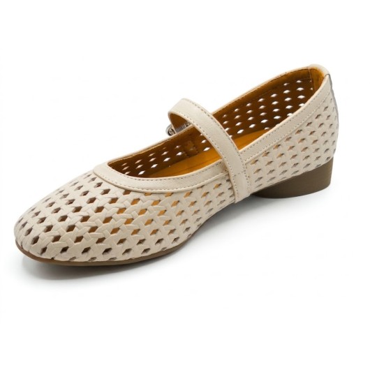 Półbuty Damskie Loretta Vitale Beżowe Skórzane Perforowane – Komfort i Styl