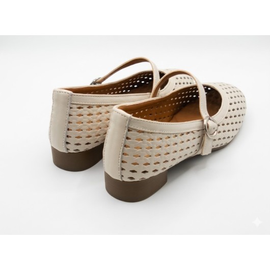 Półbuty Damskie Loretta Vitale Beżowe Skórzane Perforowane – Komfort i Styl