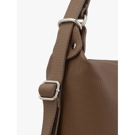 Jasnobrązowy skórzany plecak damski Ryłko 2w1 – torebka plecak elegancki