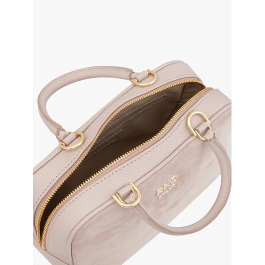 Jasnoróżowa torebka bowling bag Ryłko skórzana – elegancka damska kuferek